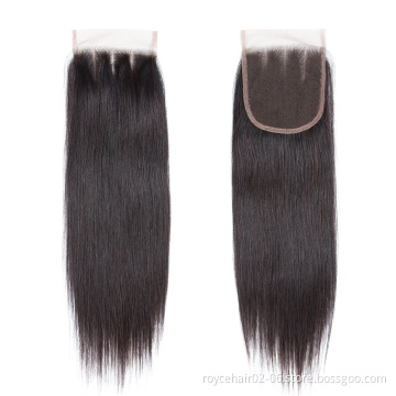 Wholesale 100% Brazilian Virgin Human Hair Remy Hair Extension Bundles Unprocessed 4x4 Swiss 3 Part Lace Closure